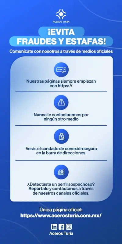 Aviso: identifica y evita páginas falsas que suplantan a Aceros Turia