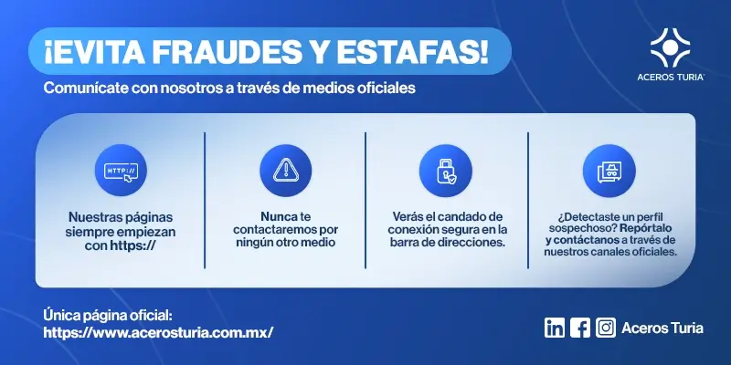 Aviso: identifica y evita páginas falsas que suplantan a Aceros Turia